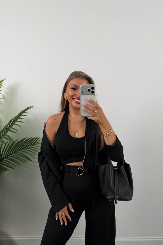 Bomber Ceketli Jogger Pantolon Takım Siyah