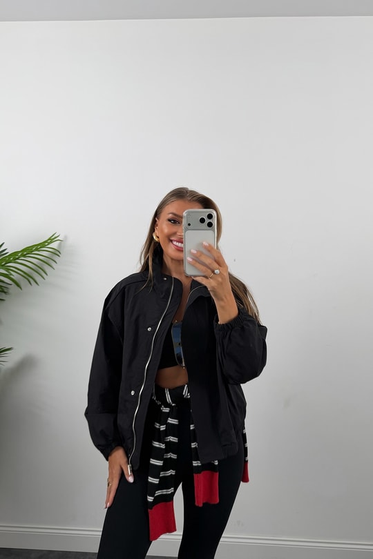 Dik Yaka Basic Bomber Mont Siyah