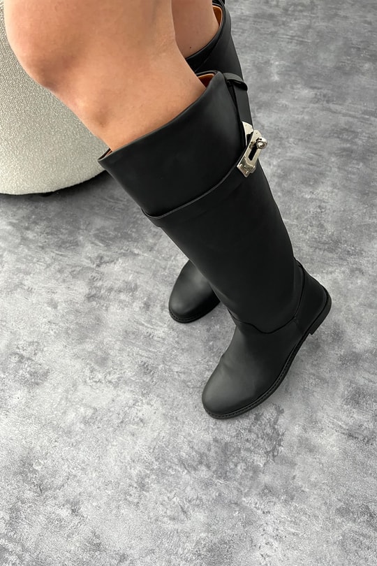 El İşçiliği Hermes Model Binici Çizmesi Sİyah