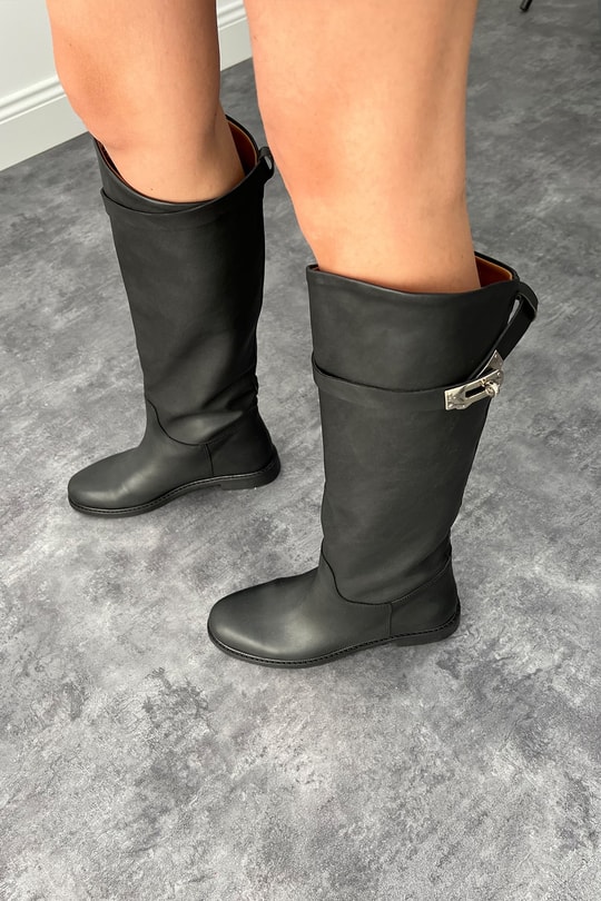 El İşçiliği Hermes Model Binici Çizmesi Sİyah