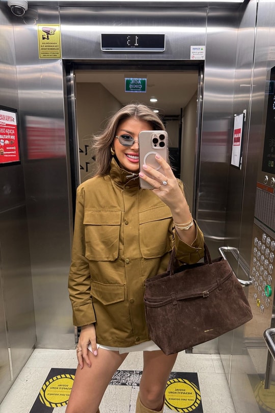 İngiliz Model Lüx Kalite 4 Cepli Parka Trençkot Haki