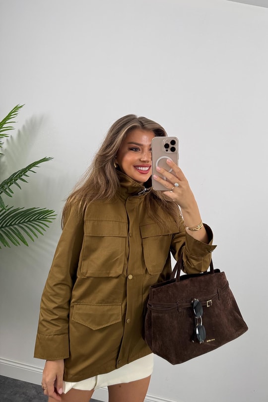 İngiliz Model Lüx Kalite 4 Cepli Parka Trençkot Haki