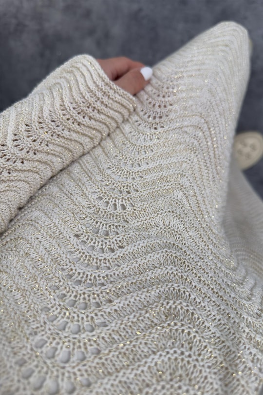 Lüx Kalite Astarlı Ajurlu Naturel Örme Takım