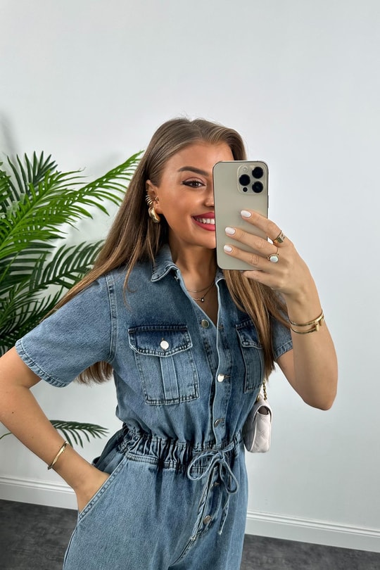 Lüx Kalite Beli Lastikli Jean Tulum