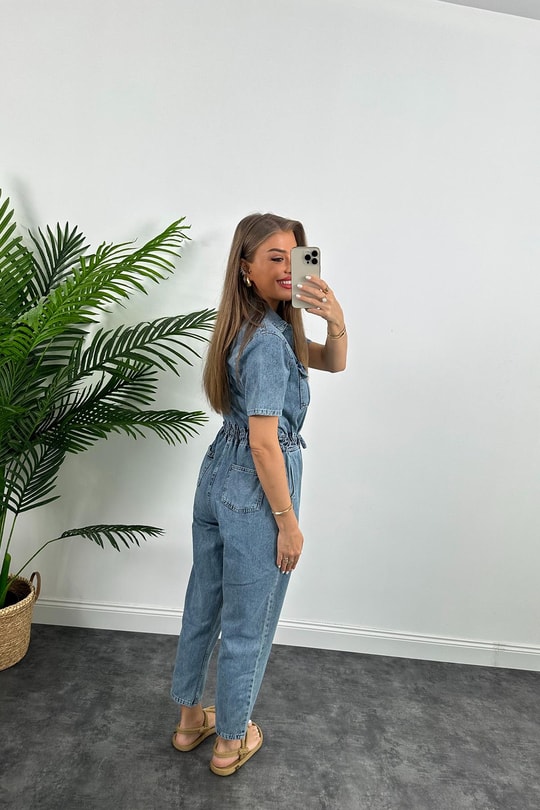 Lüx Kalite Beli Lastikli Jean Tulum