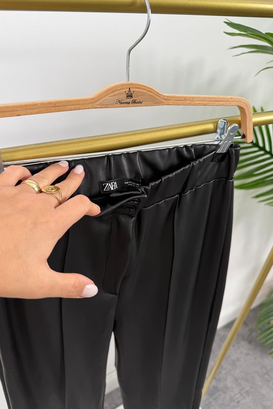Lüx Kalite Beli Lastikli Likralı Çımalı Yumuşak Deri Pantolon