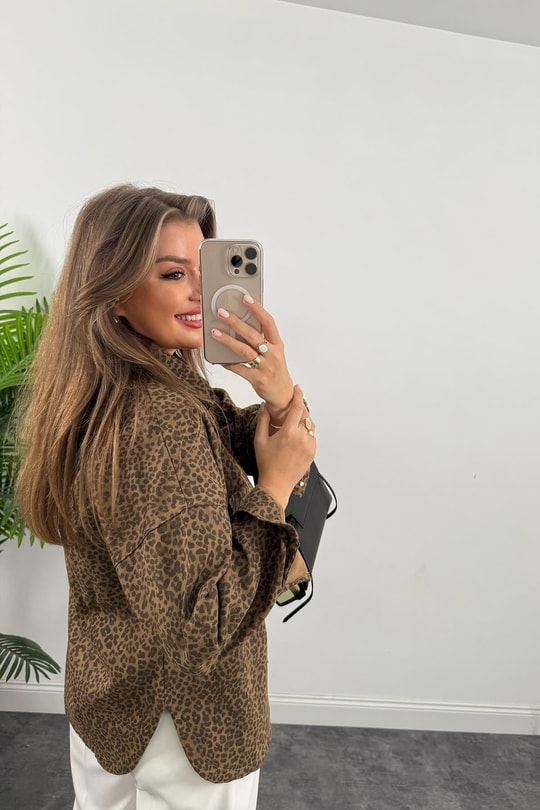 Lüx Kalite Marka Model Leopar Jean Ceket