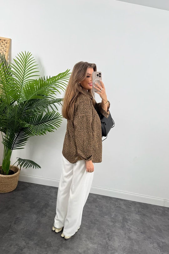 Lüx Kalite Marka Model Leopar Jean Ceket