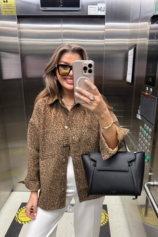 Lüx Kalite Marka Model Leopar Jean Ceket
