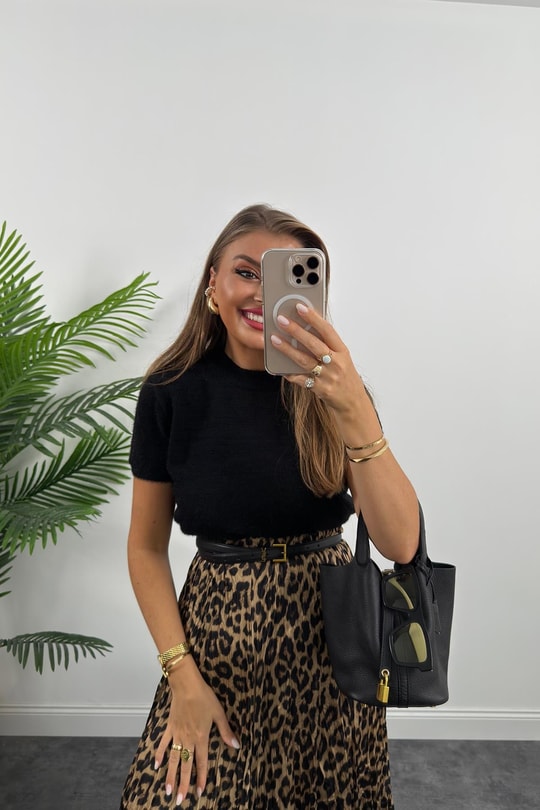 Lüx Kalite Marka Model Pamuk Saten Maxi Leopar Etek