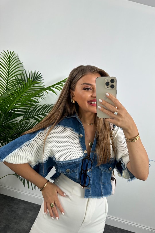 Lüx Kalite Marka Model Tasarım Jean Mixli Ceket