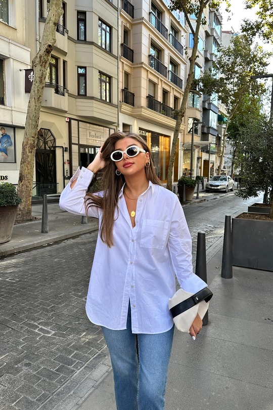 Lüx Kalite Massimo Model Basic Beyaz Gömlek
