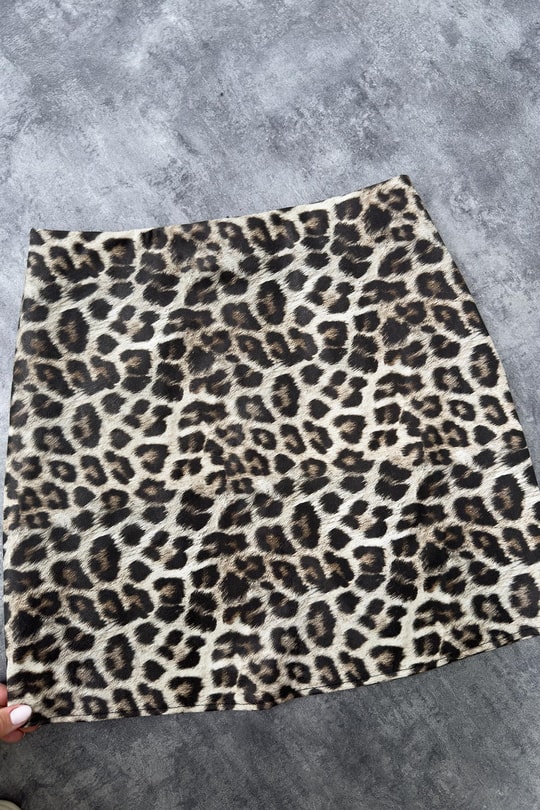 Lüx Kalite Mat Deri Leopar Etek