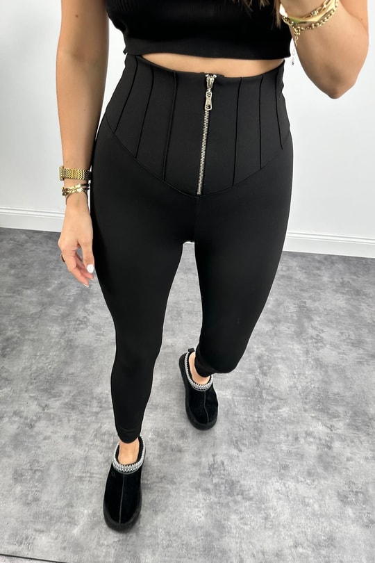 Lüx Kalite Nano Fit Kumaş Beli Nervürlü Toparlayıcı Tayt Pantolon