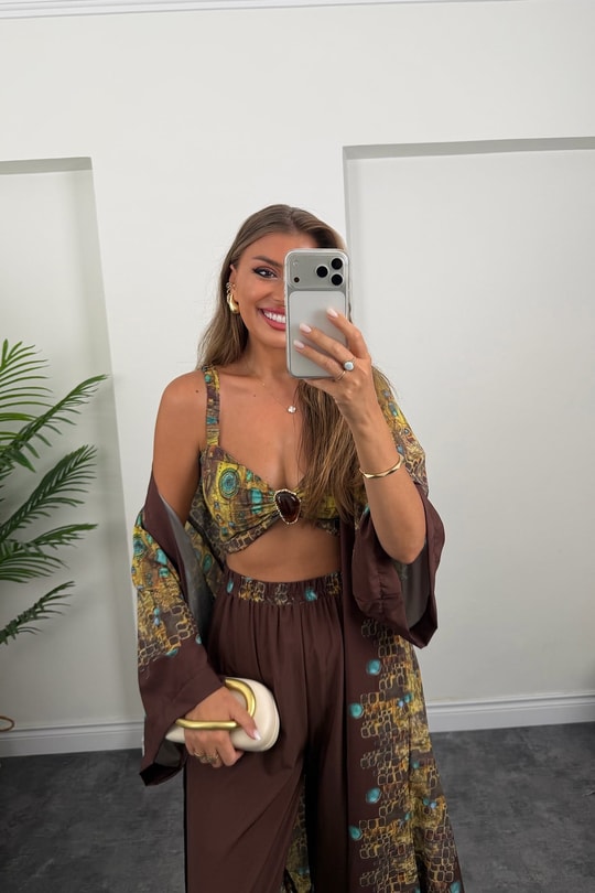 Lüx Marka Model 3 Parçalı Tasarım Kimono Takım 