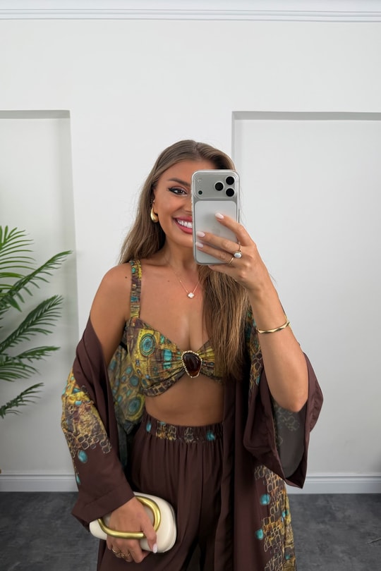 Lüx Marka Model 3 Parçalı Tasarım Kimono Takım 