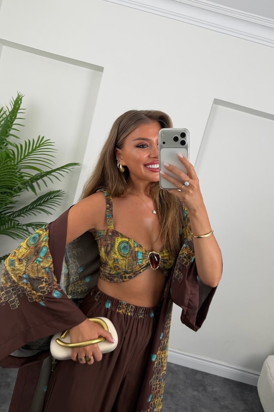 Lüx Marka Model 3 Parçalı Tasarım Kimono Takım 