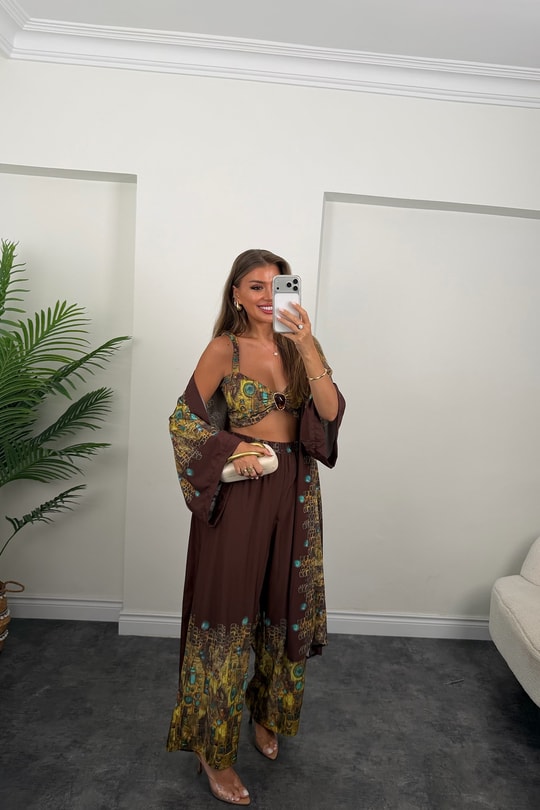 Lüx Marka Model 3 Parçalı Tasarım Kimono Takım 