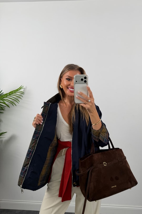 Marka Model Ekoseli Detaylı Parka Lacivert
