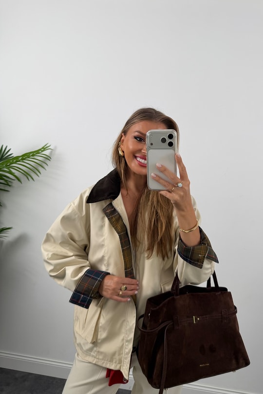 Marka Model Ekoseli Detaylı Parka Taş