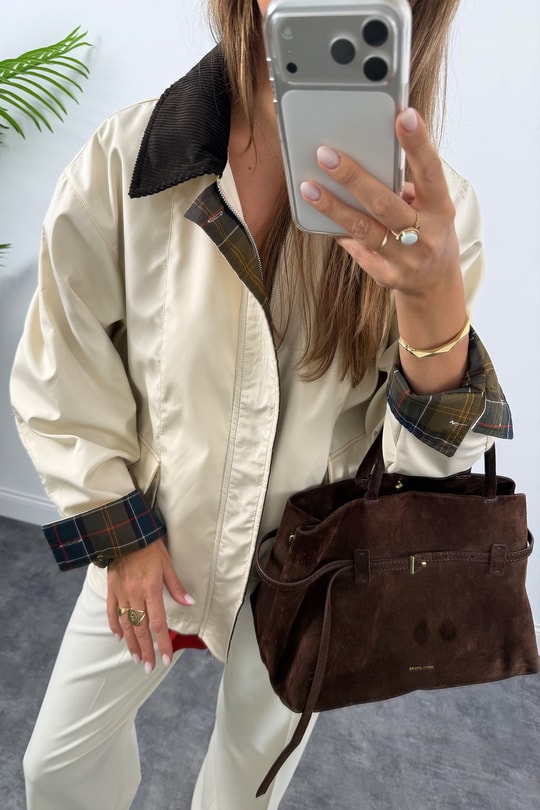 Marka Model Ekoseli Detaylı Parka Taş