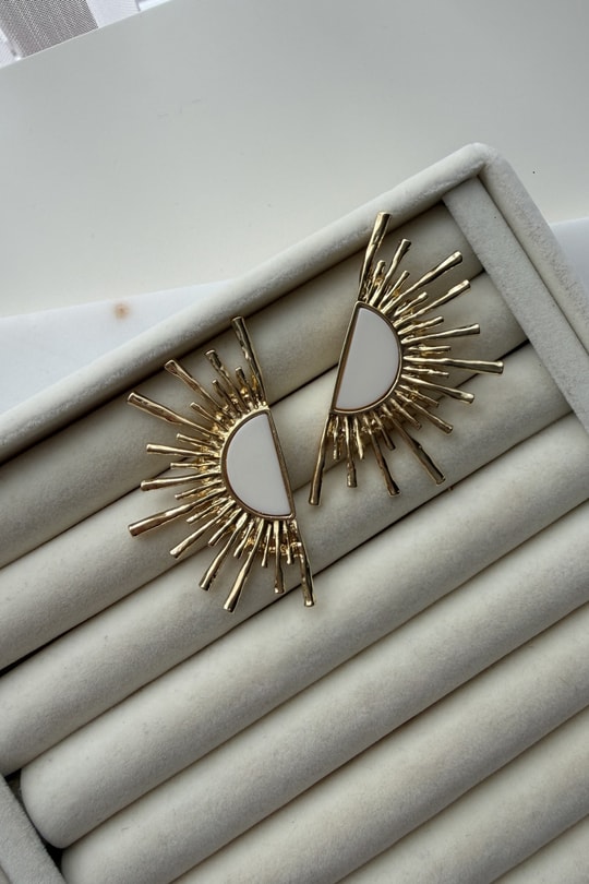 Marka Model Güneş Küpe (Krem)