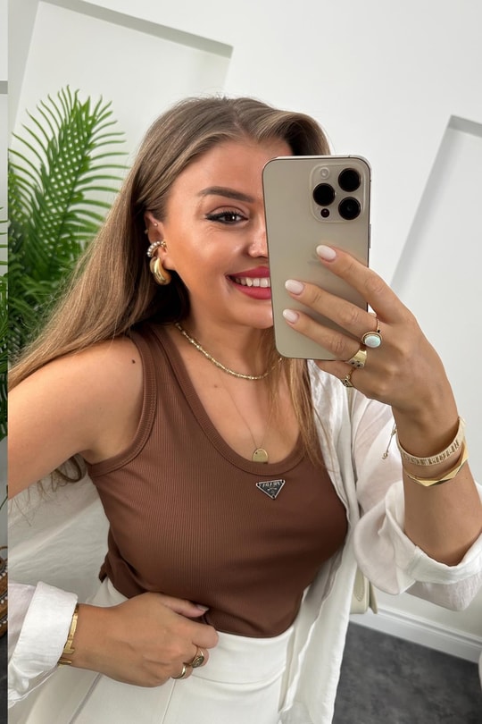 Marka Model Likralı Tam Boy Kaşkorse Atlet Kahverengi