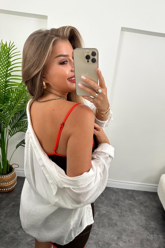 Marka Model Oranj Şeritli Kahve Basic Elbise