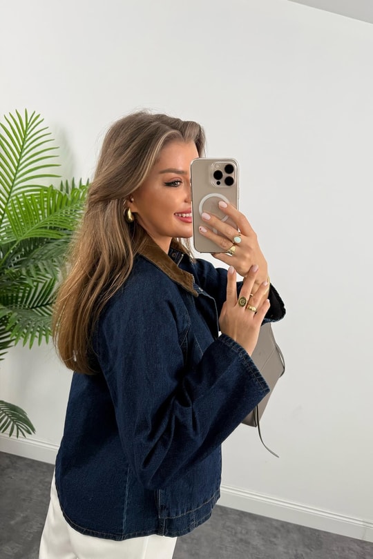 Marka Model Premium Seri Yaka Kontrast Jean Ceket