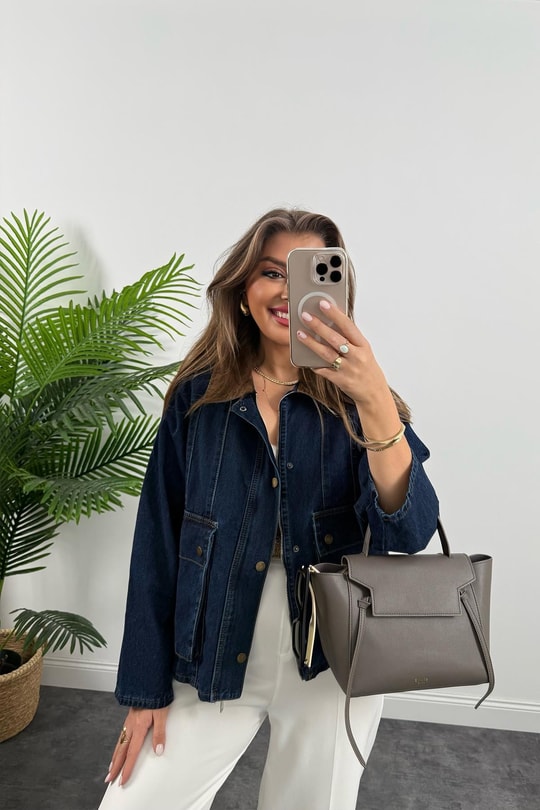 Marka Model Premium Seri Yaka Kontrast Jean Ceket