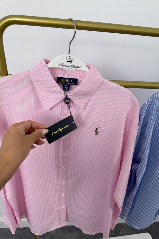 Marka Model Ralph Çizgili Marin Gömlek Pembe
