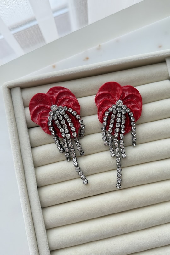 Marka Model Taşlı Çiçek Küpe