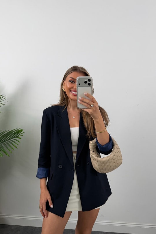 Massi %100 Pamuklu Yazlık Blazer Ceket Lacivert