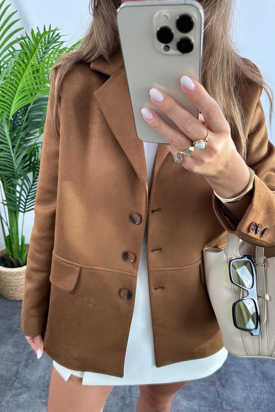 Massi Model 1. Sınıf Kalite Nubuk Blazer Ceket Taba Kahve