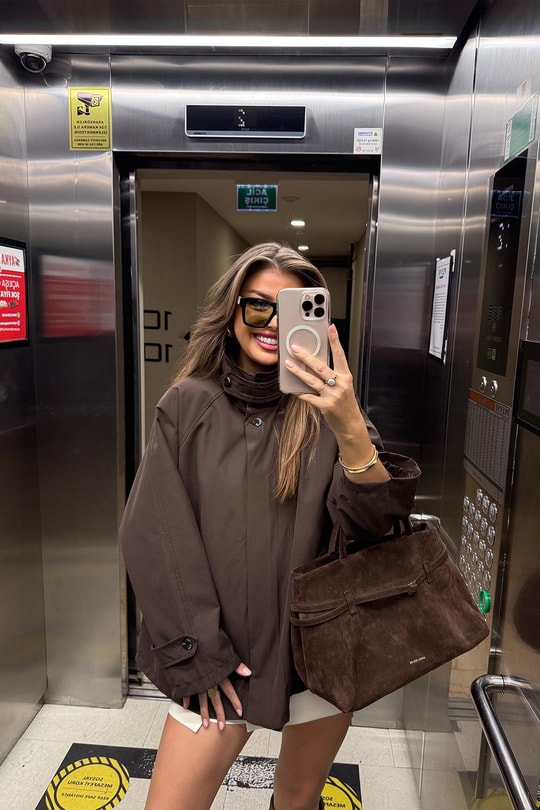 Massi Model Lüx Kalite Yakası Kemerli Parka Trençkot Acı Kahve