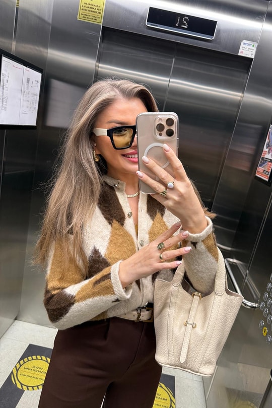 Massi Model Yumoş Baklava Hırka Kahve Taş