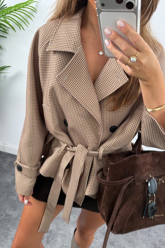 Mng Model Lüx Kumaş Ekoseli Trençkot