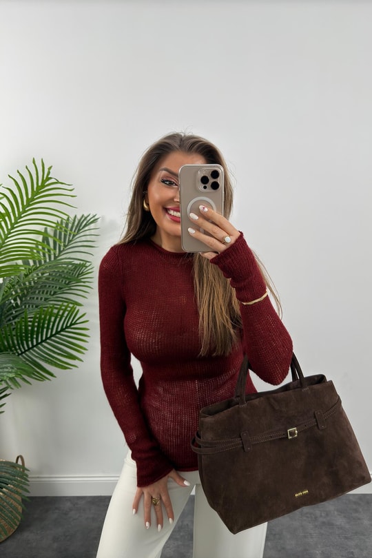 Nisan Marka Lüx Kalite Transparan Yumoş Triko Bordo