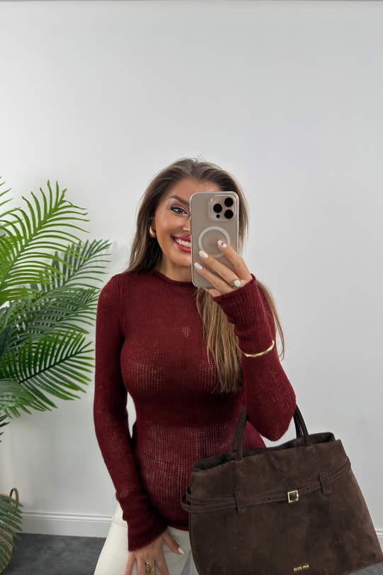 Nisan Marka Lüx Kalite Transparan Yumoş Triko Bordo