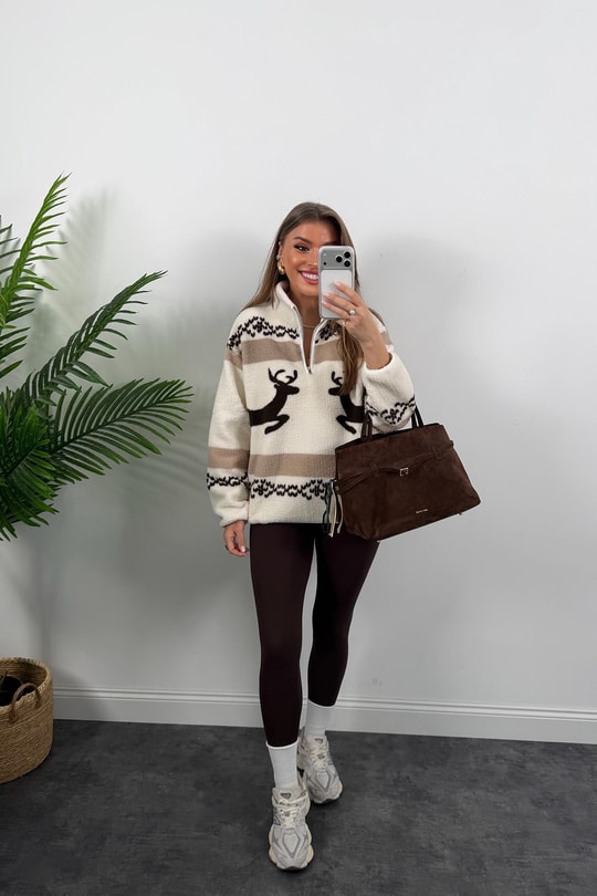 Oysh Model Çift Geyikli Polar Sweat