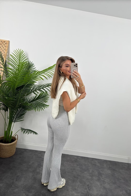 Oysh Model Penye Kaşkorse Likralı Relax Tayt Gri Melanj