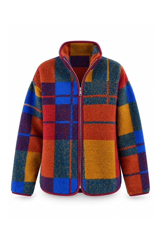 Oysh Model Polar Ceket Renkli Ekoseli