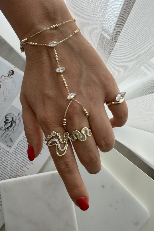 Özel Seri Damla Taş Detaylı S Model Marka Model Yüzük