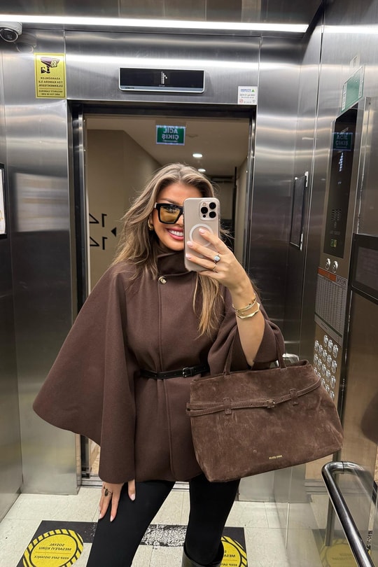 Pinterest Kemerli Kaşe Panço Kaban Acı Kahve