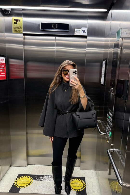 Pinterest Kemerli Kaşe Panço Kaban Antrasit