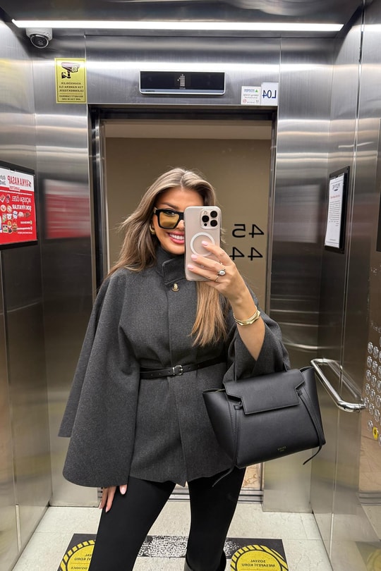 Pinterest Kemerli Kaşe Panço Kaban Antrasit