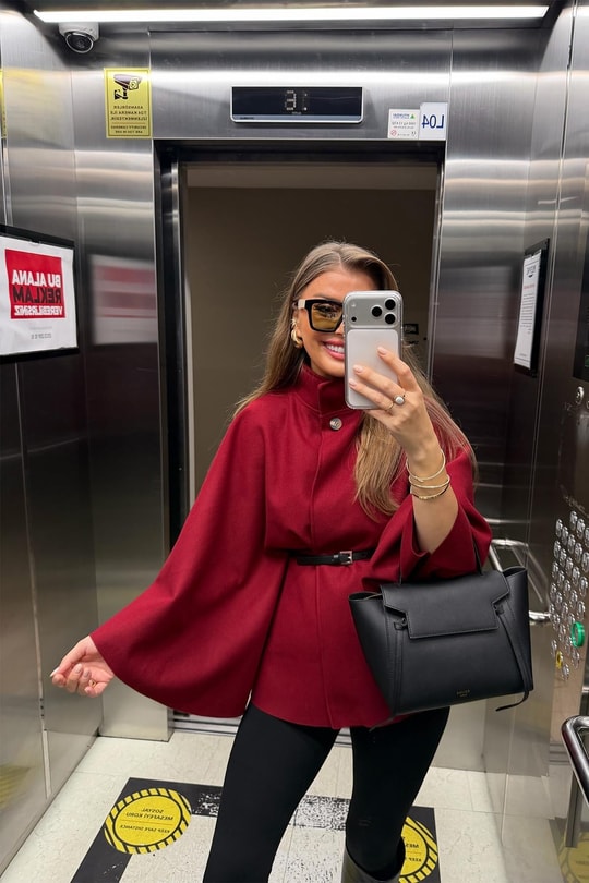 Pinterest Kemerli Kaşe Panço Kaban Bordo
