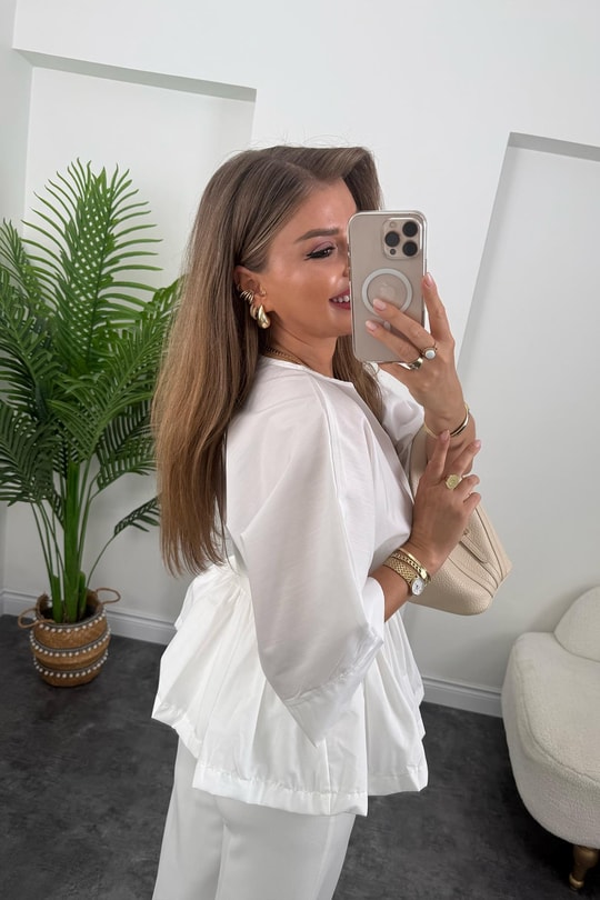 Pinterest Model Kimono Kol Pamuk Poplin Bluz Beyaz