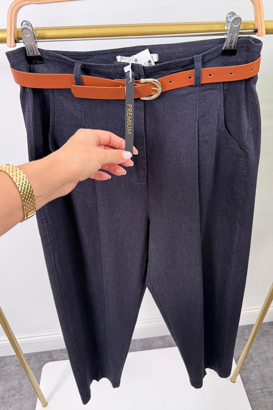 Premium Kalite Kemerli Likralı Jean Kumaş Havuç Pantolon