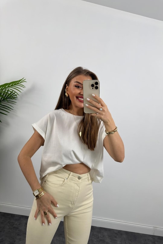 Premium Kalite Paçası Kesik Toparlayıcı Likralı BoyFit Jean Taş